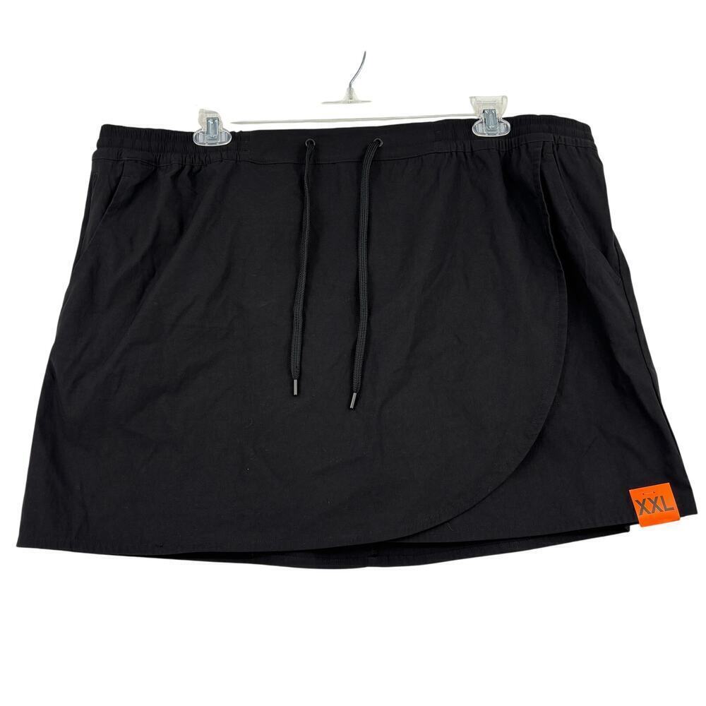 Eddie Bauer Skort Size XXL Black Tulip Hem Shorts Lining Nylon Stretch Faux Wrap